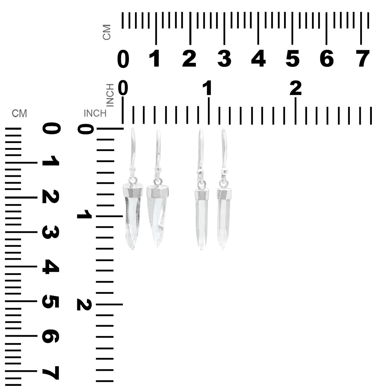 Starborn Quartz Crystal Point Drop Earrings in Sterling Silver