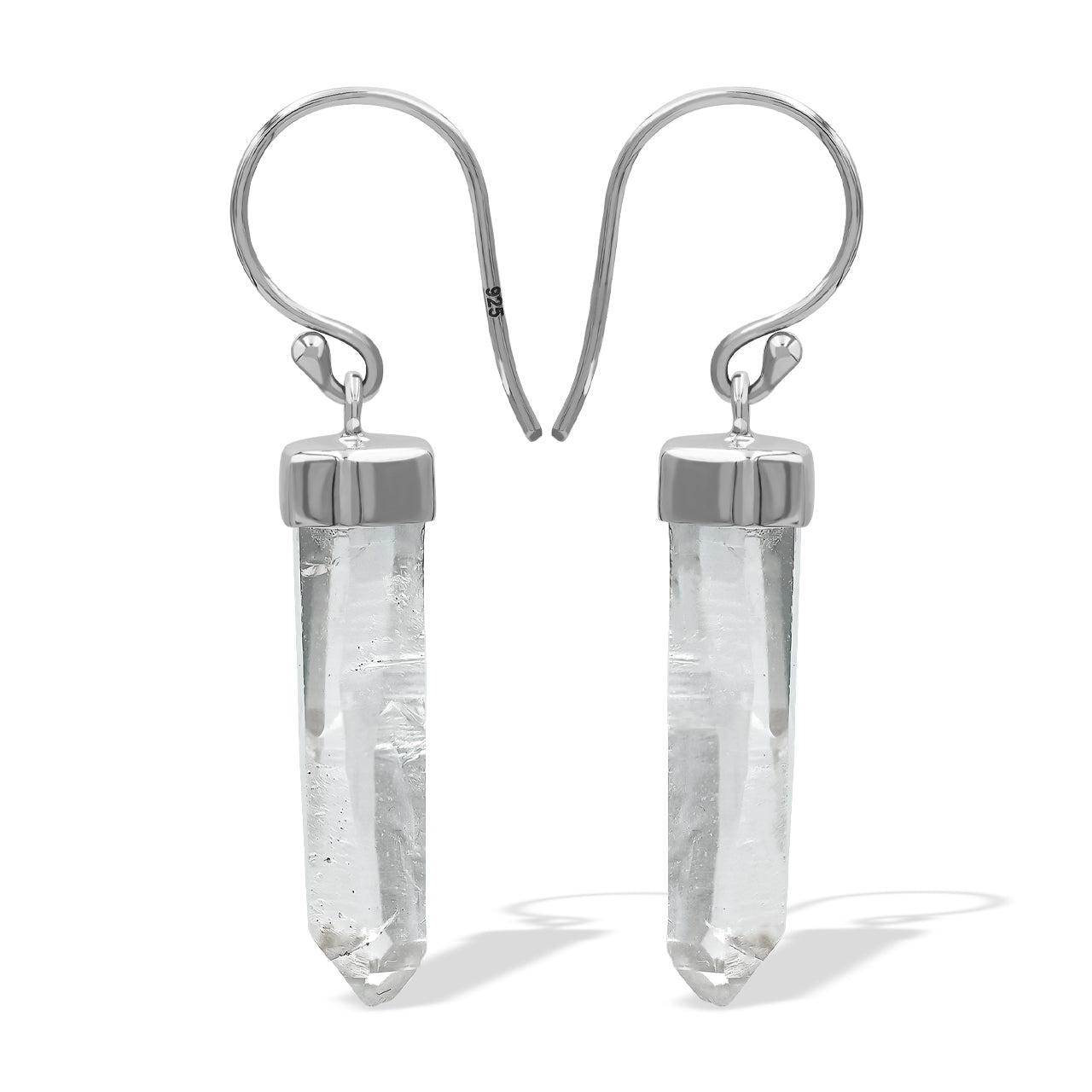 Starborn Angel Aura Quartz Crystal Dangle Earrings in Fine Sterling Silver