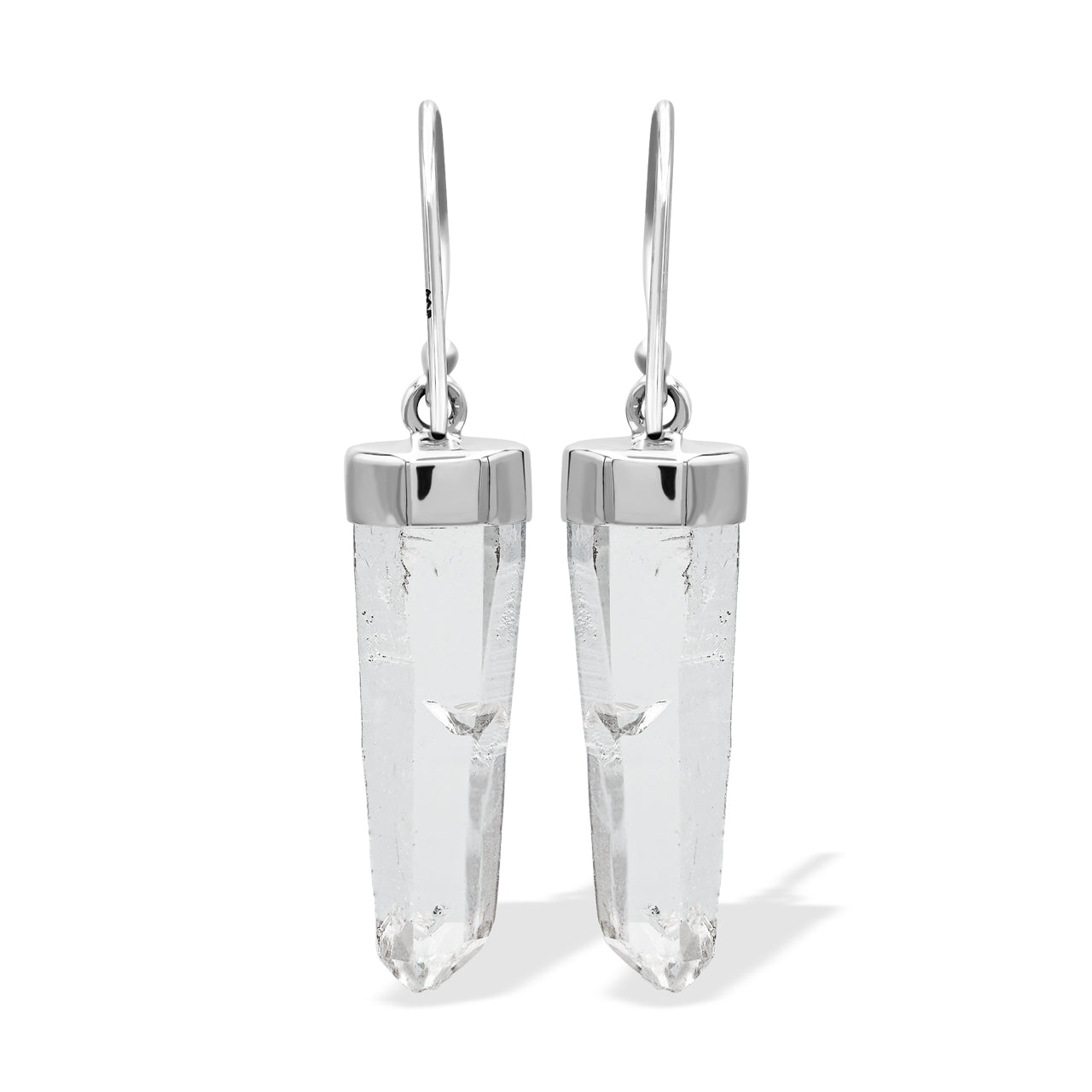 Starborn Angel Aura Quartz Crystal Dangle Earrings in Fine Sterling Silver