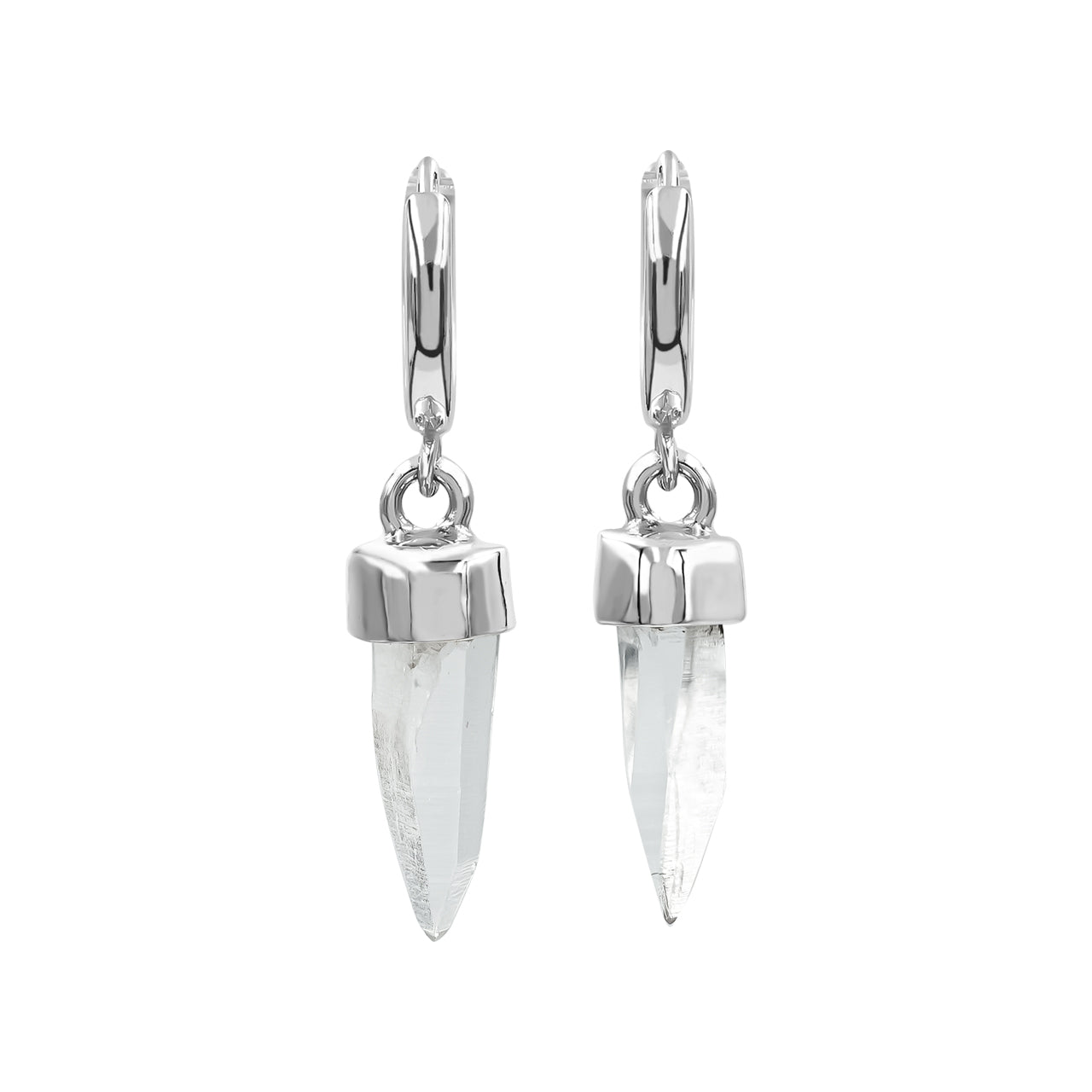 Starborn Quartz Crystal 7.5mm Mini Hoop Earrings in Sterling Silver - Small