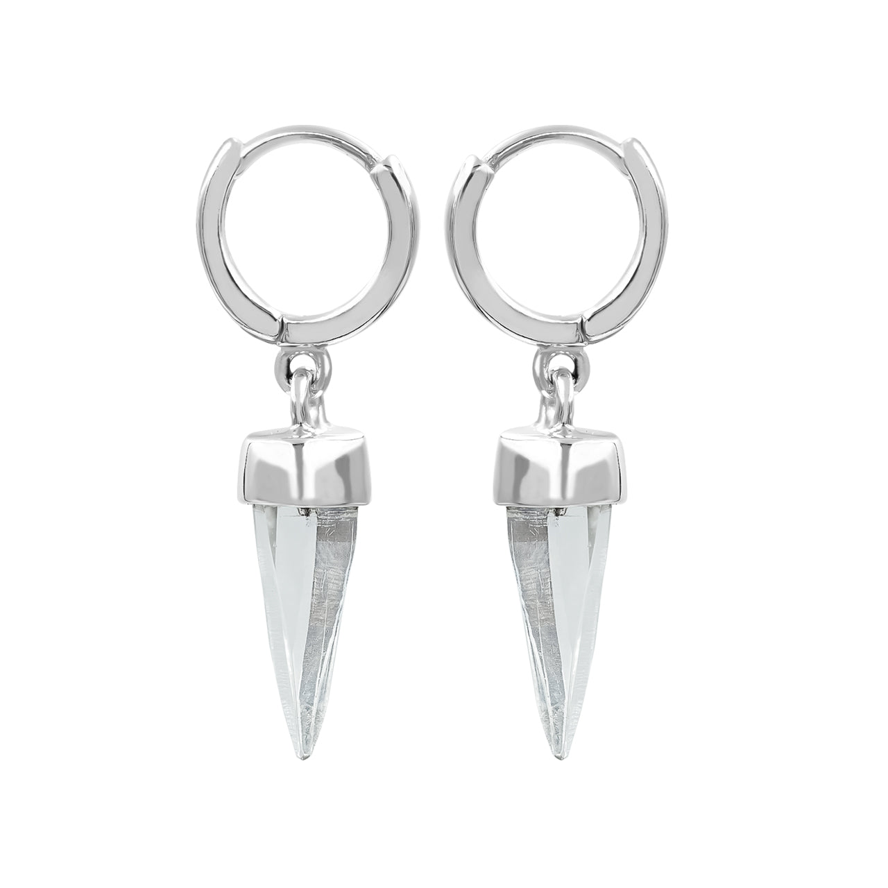 Starborn Quartz Crystal 7.5mm Mini Hoop Earrings in Sterling Silver - Small