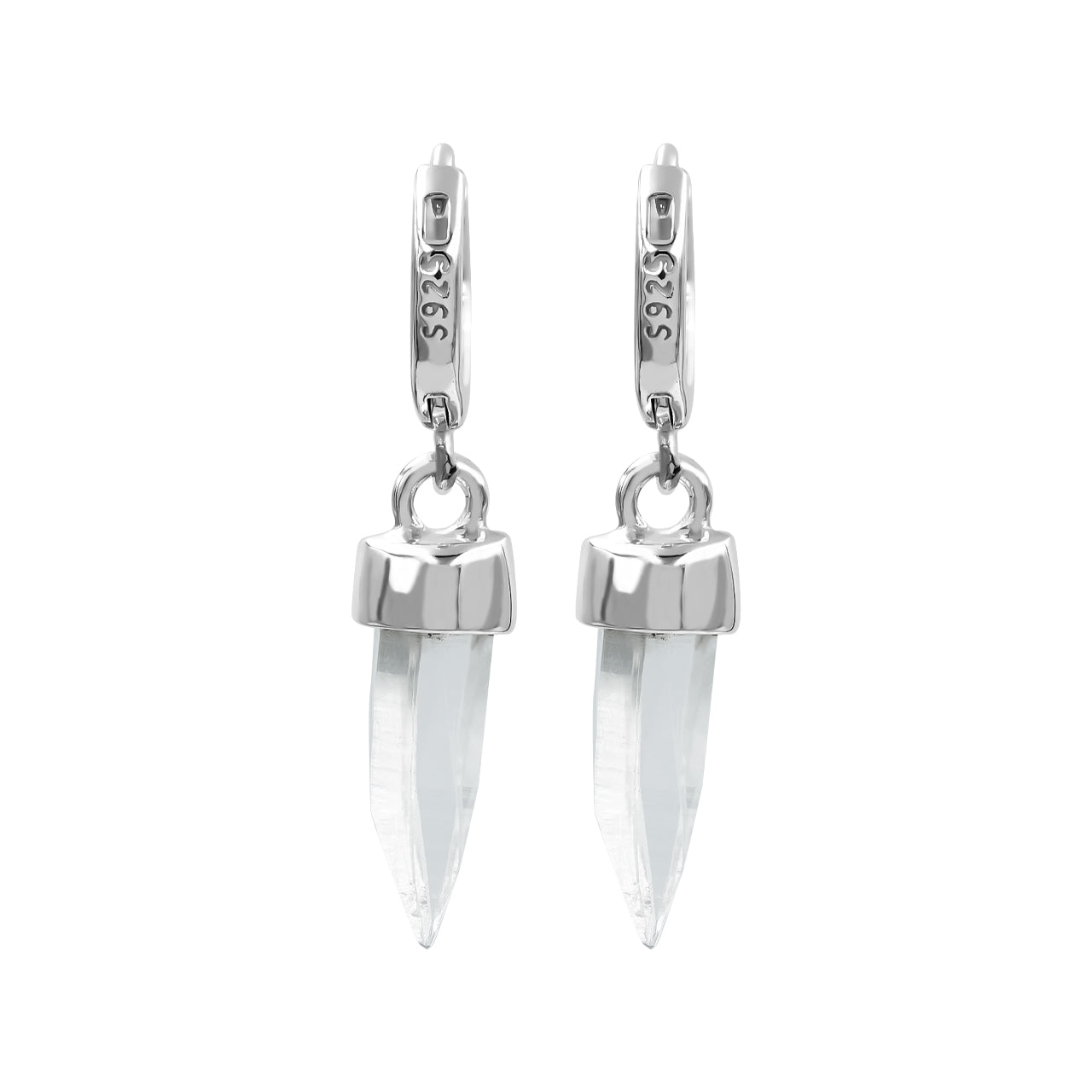 Starborn Quartz Crystal 7.5mm Mini Hoop Earrings in Sterling Silver - Small