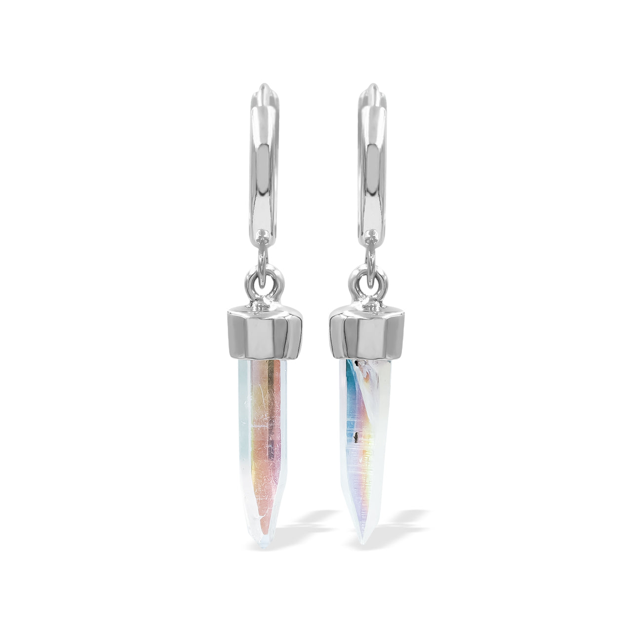 Starborn Quartz Crystal 7.5mm Mini Hoop Earrings in Sterling Silver - Small