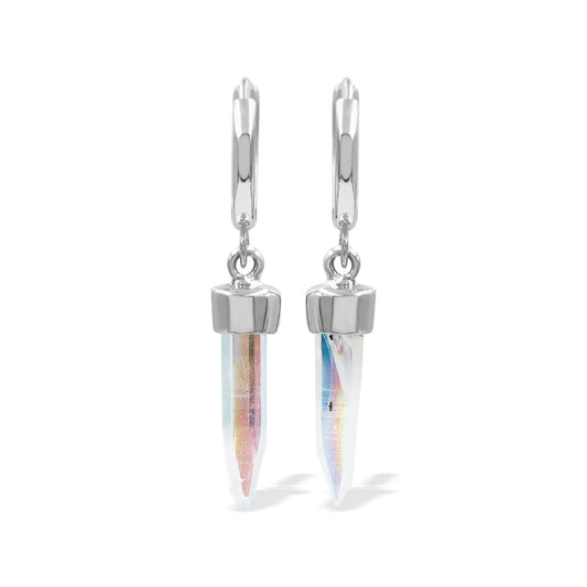 Starborn Quartz Crystal 7.5mm Mini Hoop Earrings in Sterling Silver - Small