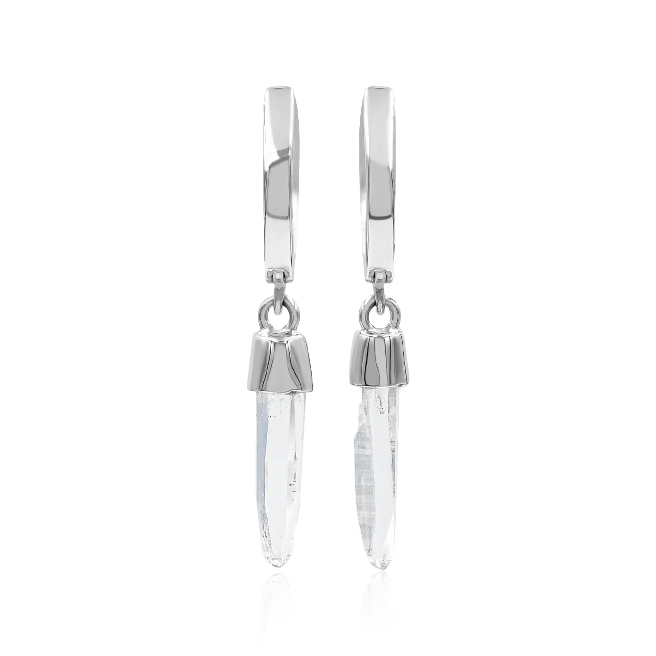 Starborn Quartz Crystal 10mm Mini Hoop Earrings in Sterling Silver - Large
