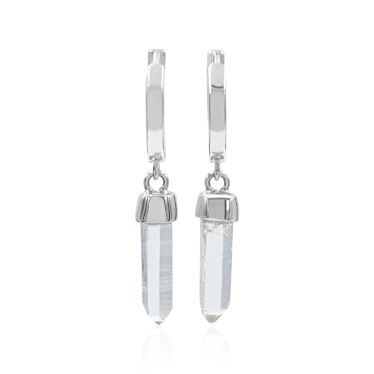 Starborn Quartz Crystal 10mm Mini Hoop Earrings in Sterling Silver - Large