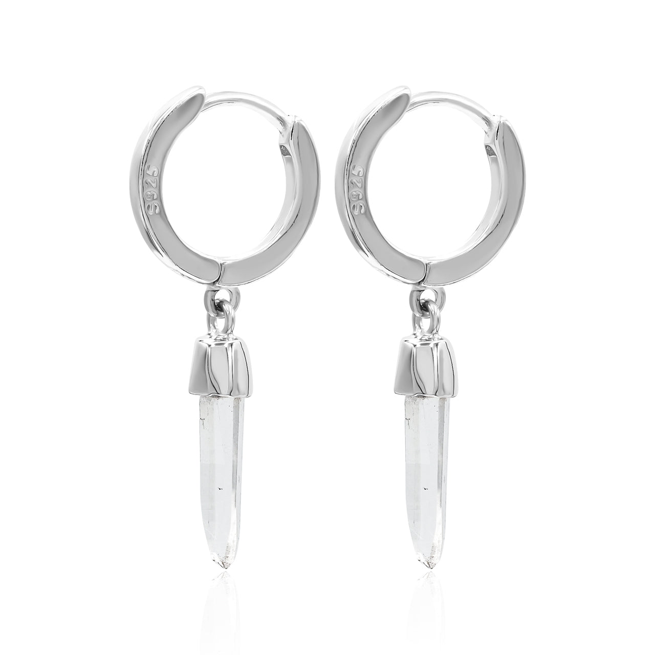 Starborn Quartz Crystal 10mm Mini Hoop Earrings in Sterling Silver - Large
