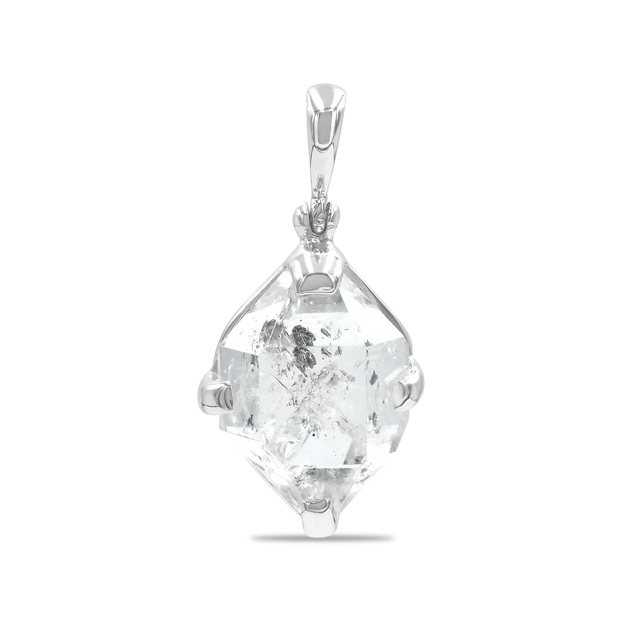 Starborn Quartz Crystal with Carbon or Petroleum Inclusion Pendant in Sterling Silver