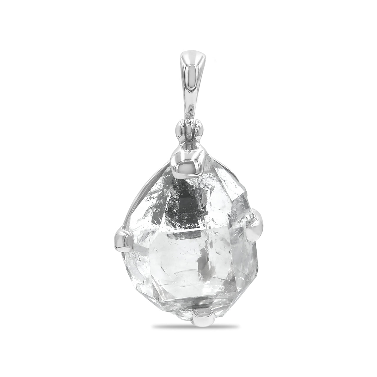 Starborn Quartz Crystal with Carbon or Petroleum Inclusion Pendant in Sterling Silver