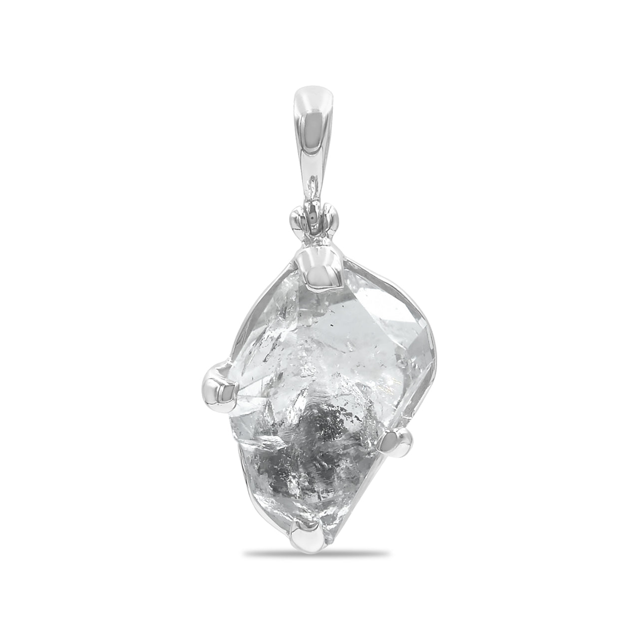 Starborn Quartz Crystal with Carbon or Petroleum Inclusion Pendant in Sterling Silver