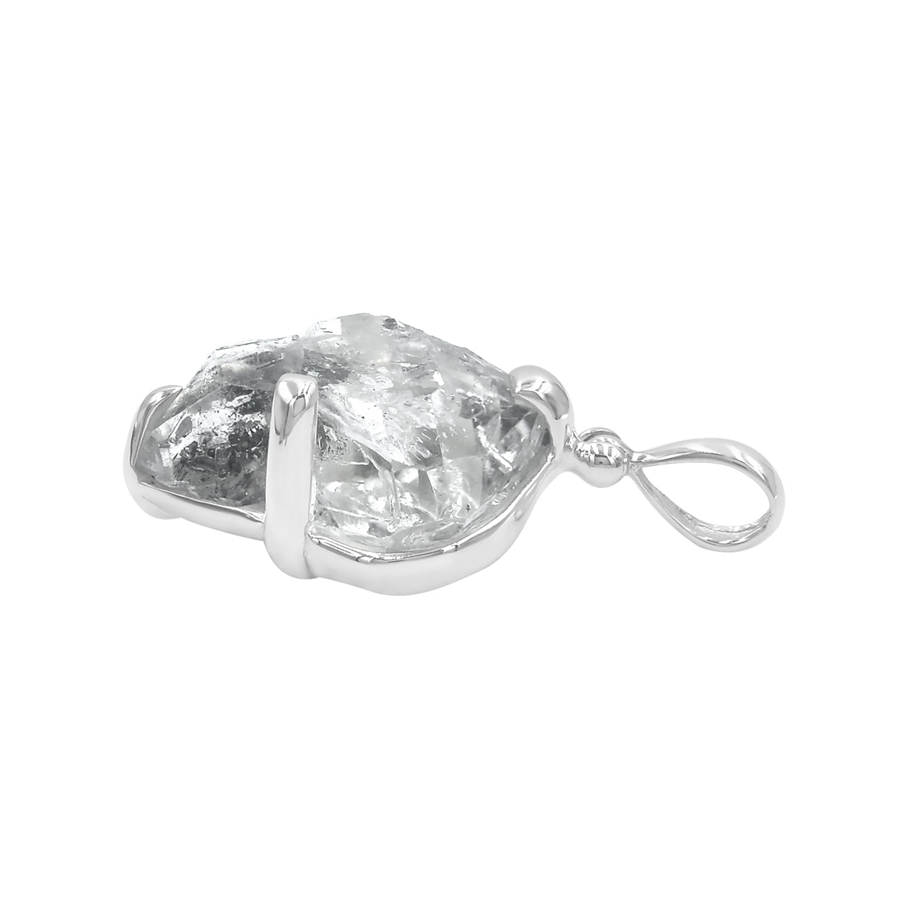 Starborn Quartz Crystal with Carbon or Petroleum Inclusion Pendant in Sterling Silver
