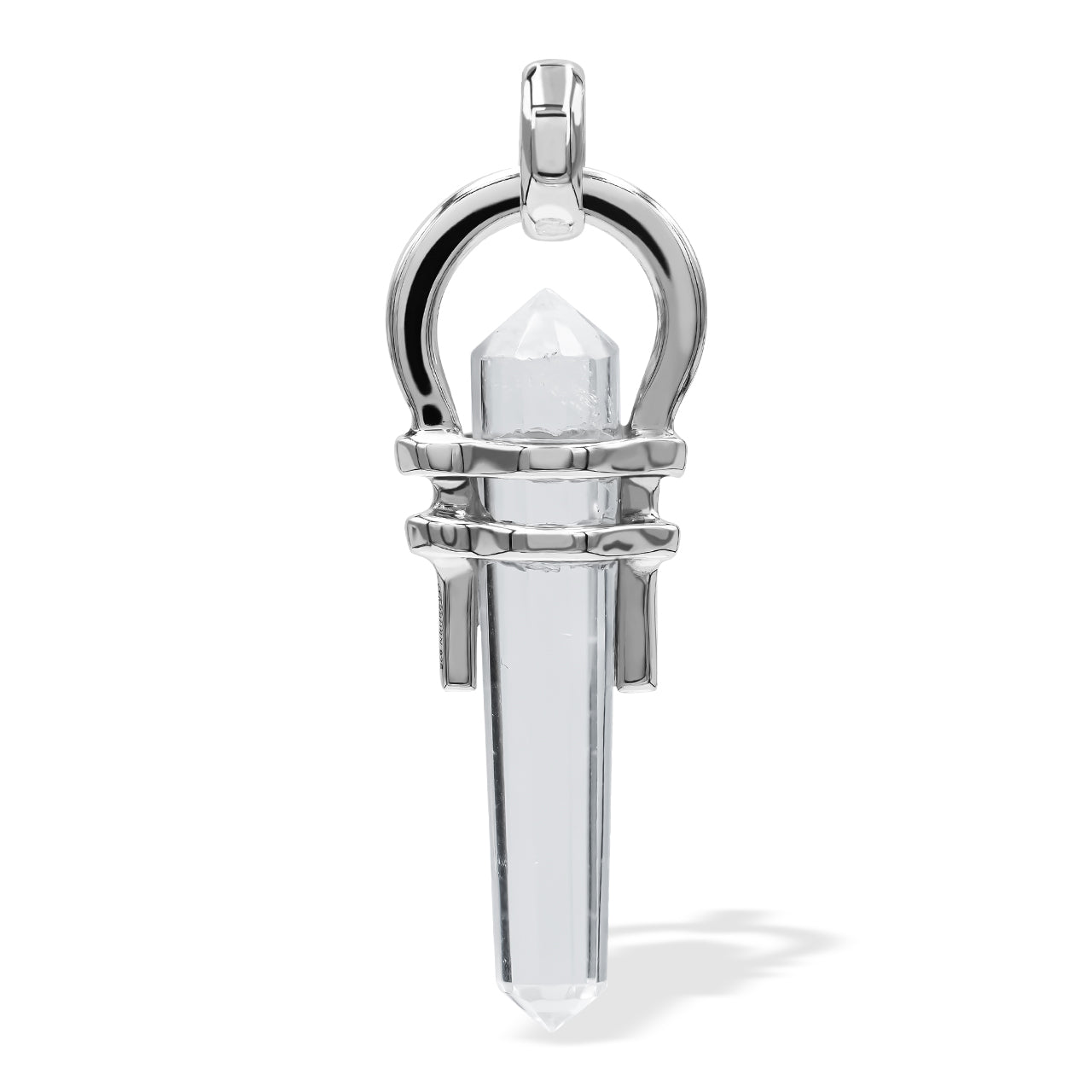 Starborn Quartz Crystal Vogel Horseshoe Pendant in Sterling Silver