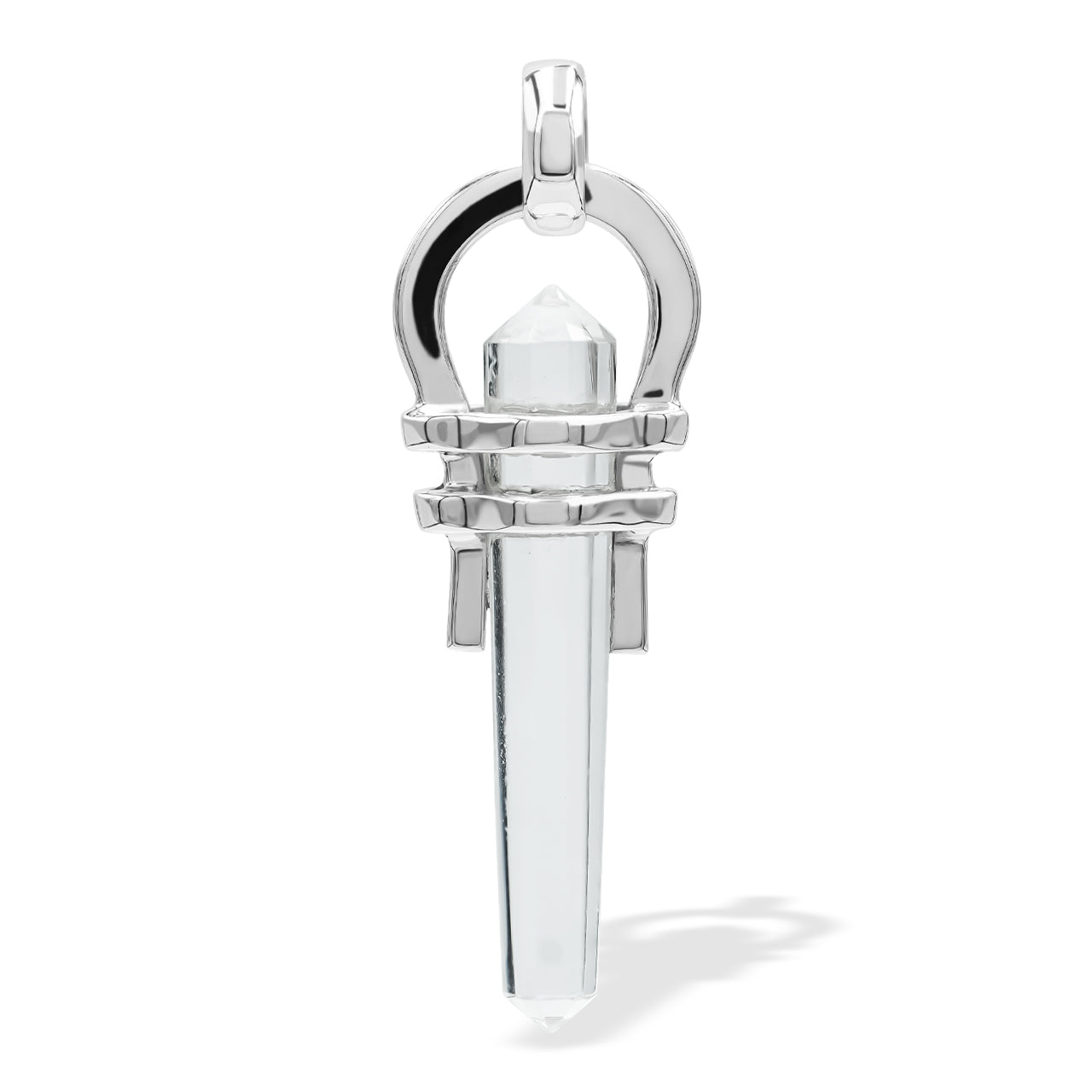 Starborn Quartz Crystal Vogel Horseshoe Pendant in Sterling Silver
