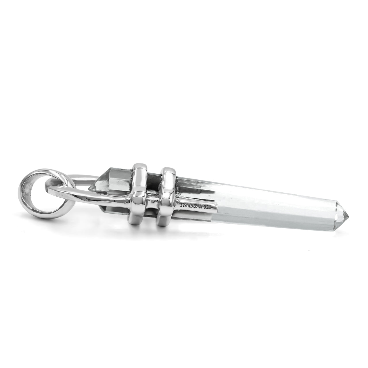 Starborn Quartz Crystal Vogel Horseshoe Pendant in Sterling Silver