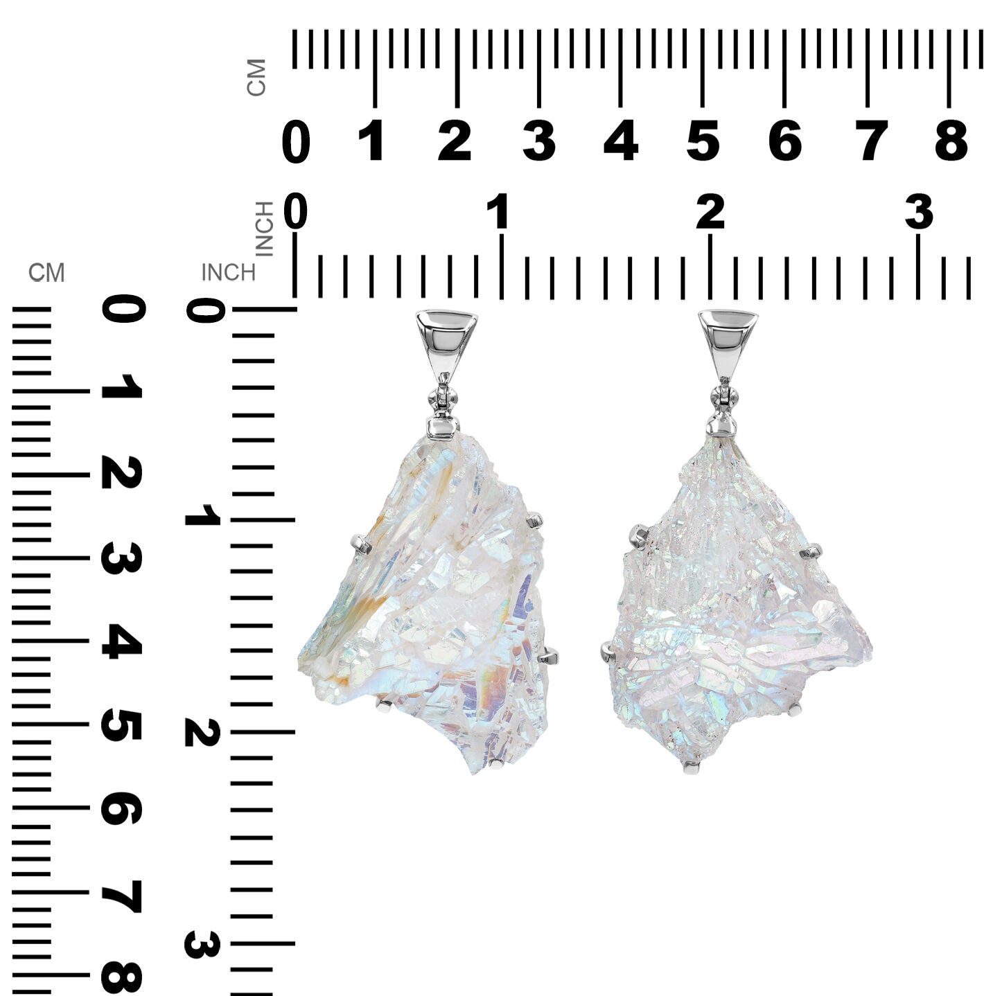 Starborn Angel Aura Quartz Crystal Prong Set Pendant in Sterling Silver