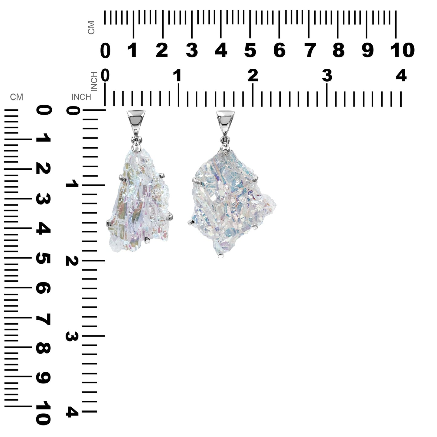 Starborn Angel Aura Quartz Crystal Prong Set Pendant in Sterling Silver
