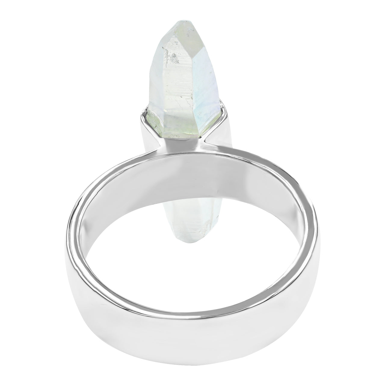 Starborn Angel Aura Quartz Crystal with Silver Band Ring in Sterling Silver