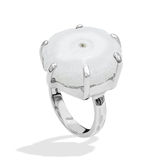 Starborn Quartz Rosettes Prong Set Ring in Sterling Silver - Large