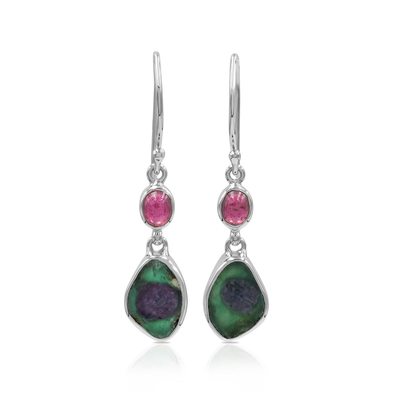 Starborn Ruby and Bi-Color Ruby Dangle Earrings in Sterling Silver