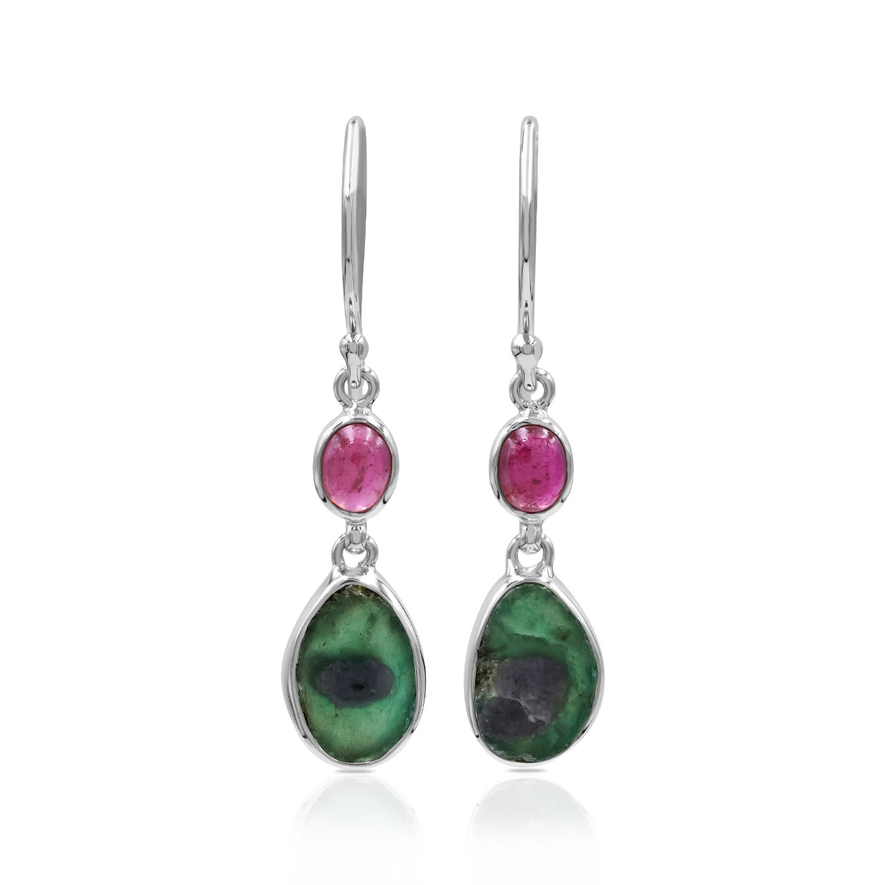 Starborn Ruby and Bi-Color Ruby Dangle Earrings in Sterling Silver