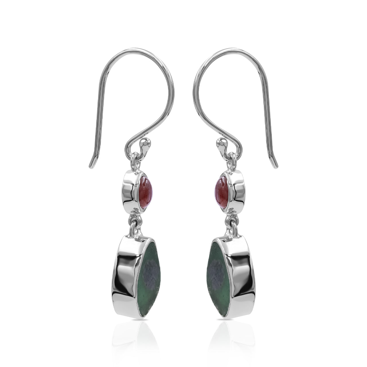 Starborn Ruby and Bi-Color Ruby Dangle Earrings in Sterling Silver