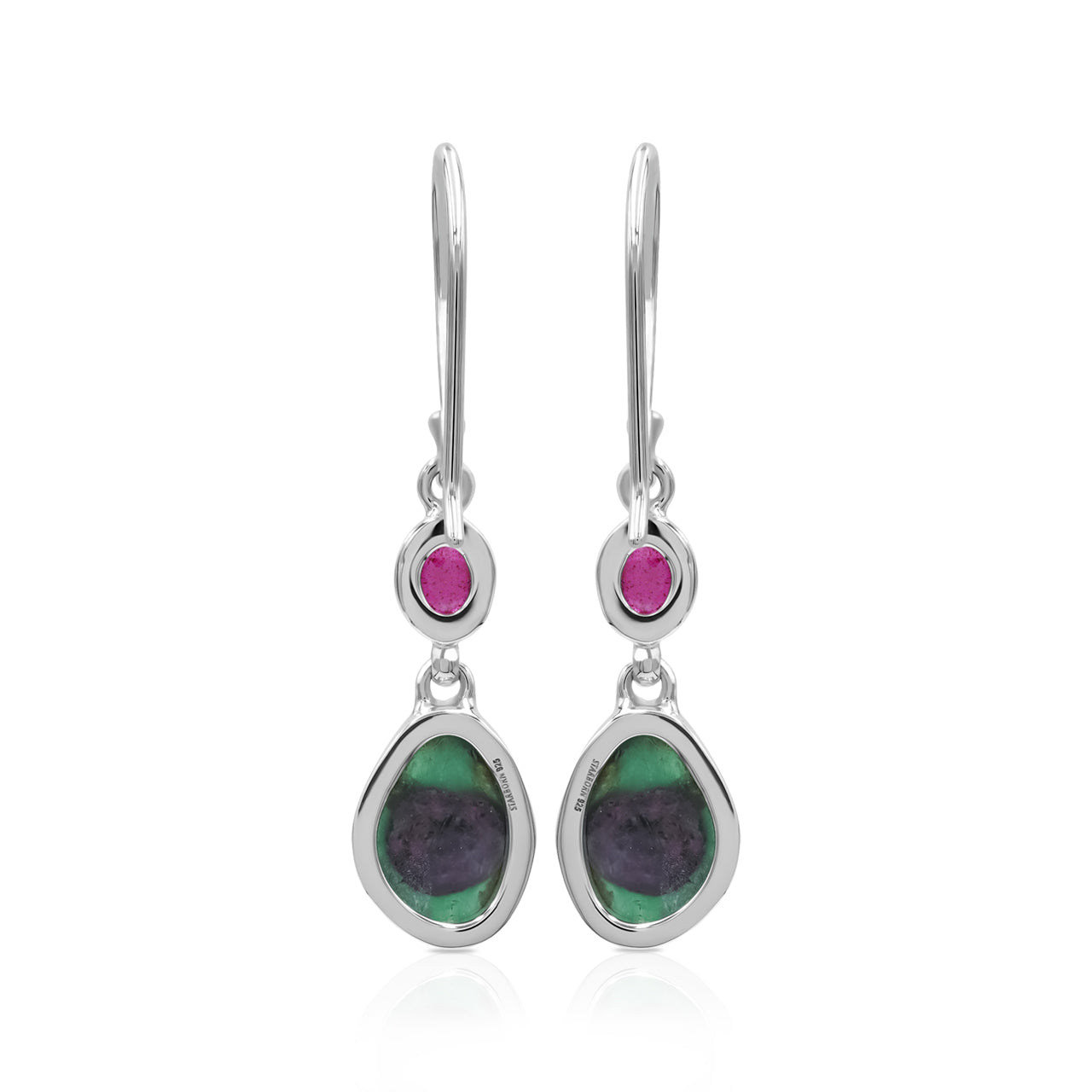 Starborn Ruby and Bi-Color Ruby Dangle Earrings in Sterling Silver