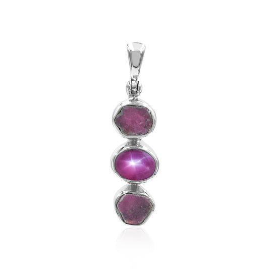 Starborn Ruby with Star Ruby Pendant in Fine Sterling Silver
