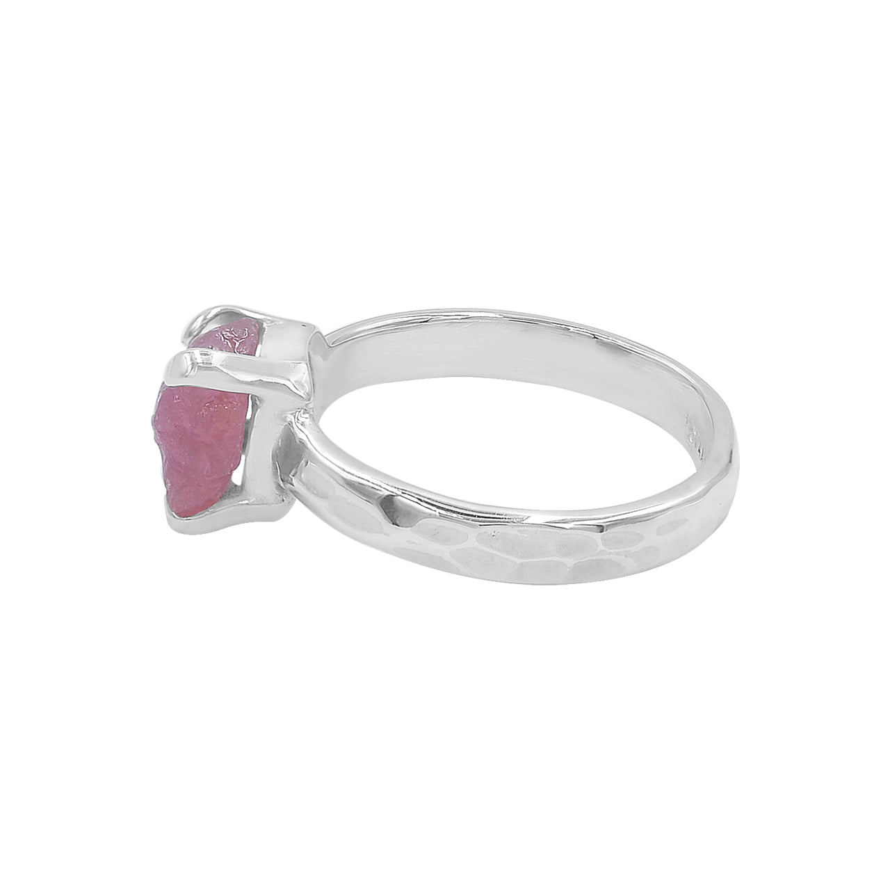 Starborn Ruby Rough Prong Set Ring in Sterling Silver