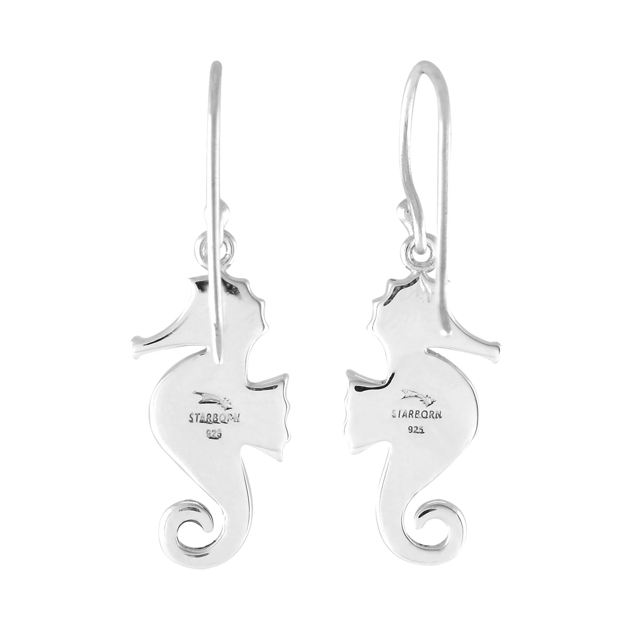 Starborn Red Coral Seahorse Earrings in Sterling Silver