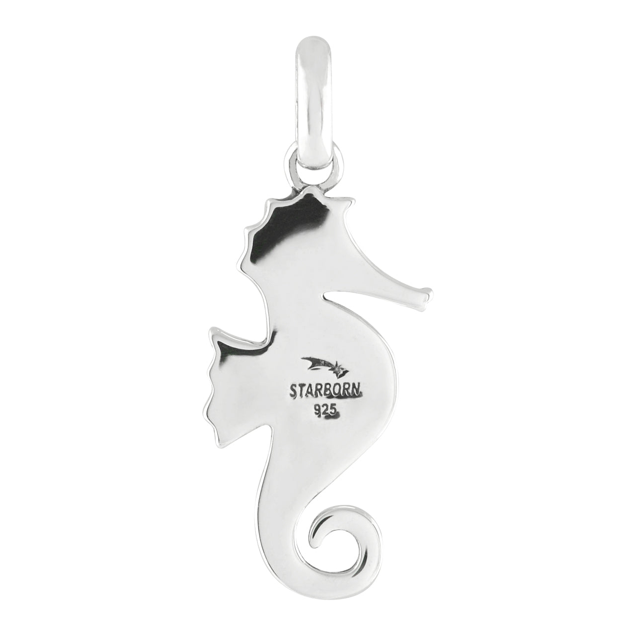Starborn Red Coral Seahorse Pendant in Sterling Silver