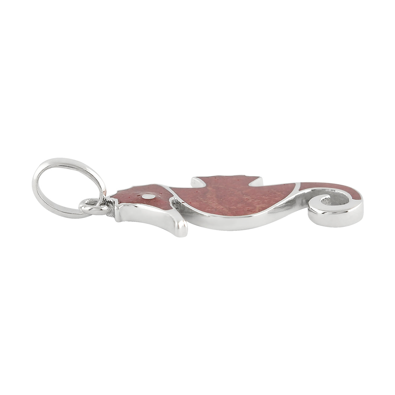 Starborn Red Coral Seahorse Pendant in Sterling Silver