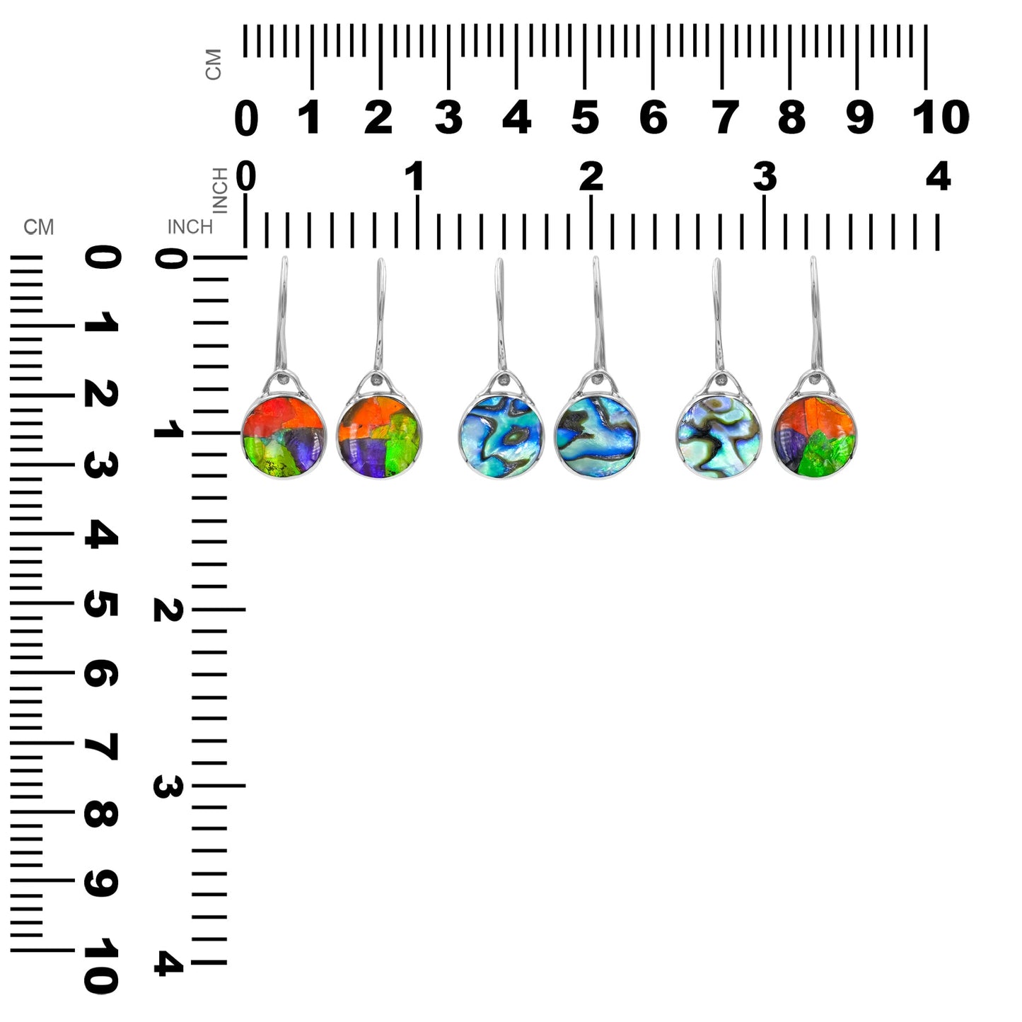 Starborn Reversible Round Ammolite and Abalone Shell Earrings in Sterling Silver