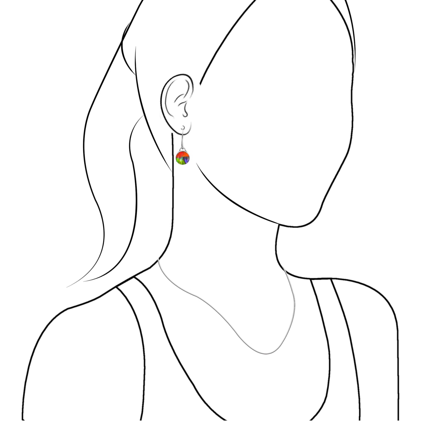Starborn Reversible Round Ammolite and Abalone Shell Earrings in Sterling Silver