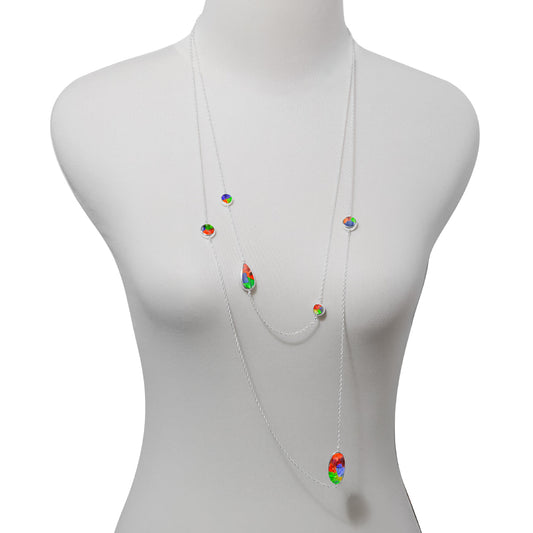 Starborn Reversible Ammolite & Abalone Shell Double Layer Necklace in Sterling Silver