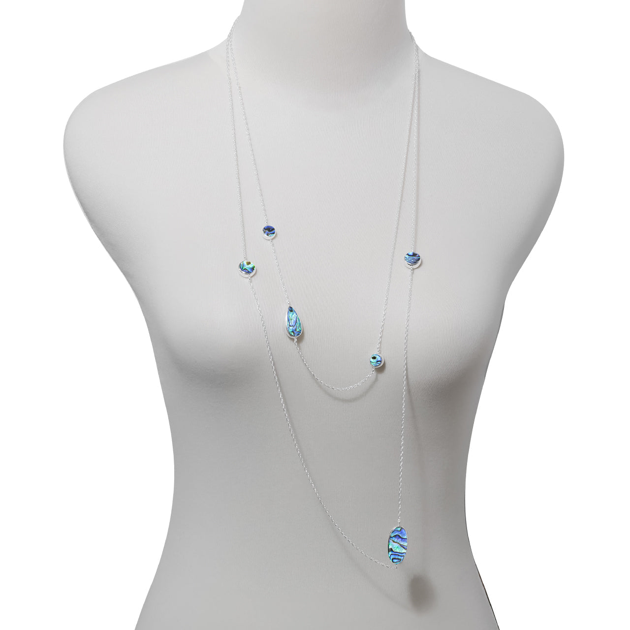 Starborn Reversible Ammolite & Abalone Shell Double Layer Necklace in Sterling Silver