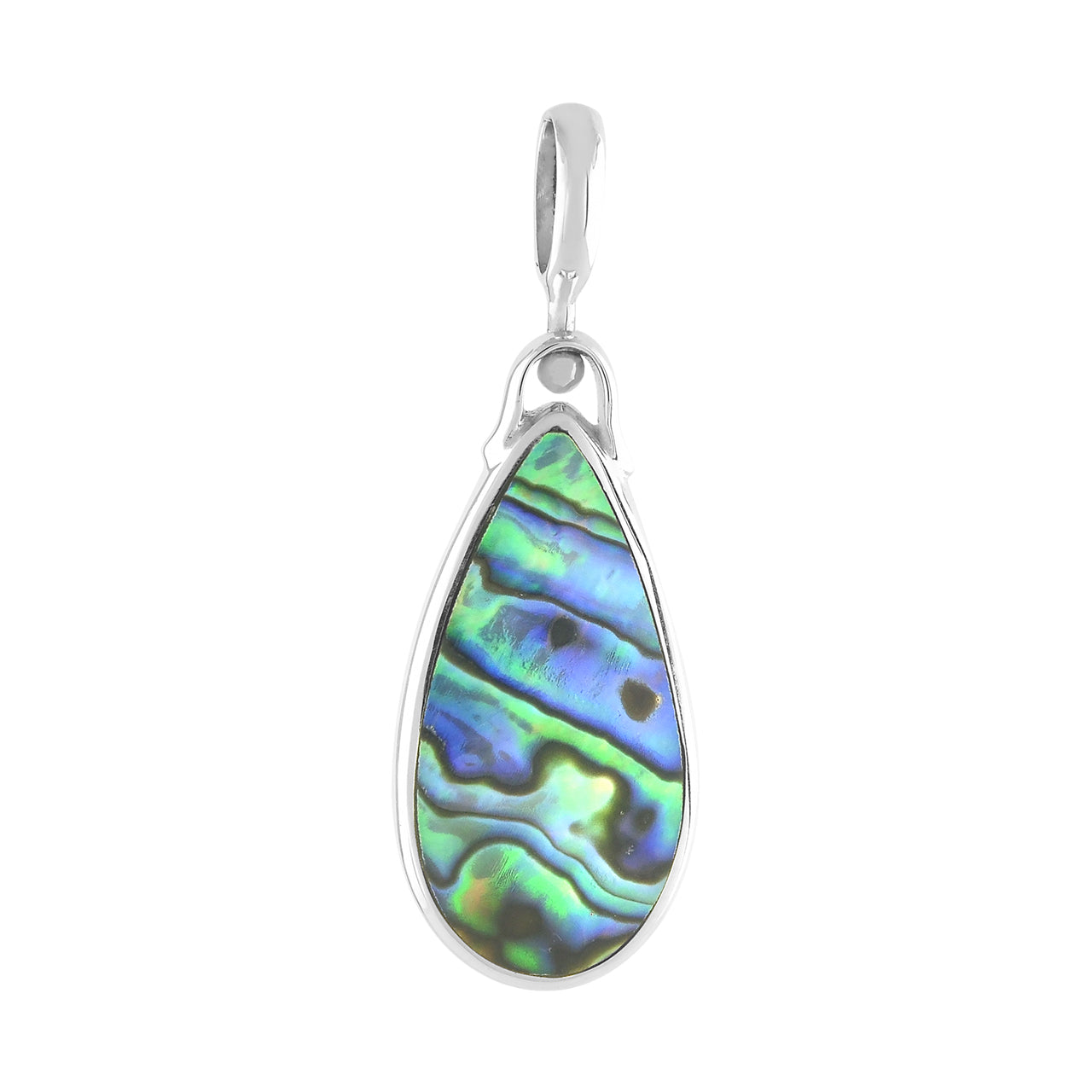 Starborn Reversible Pear Ammolite and Abalone Pendant in Sterling Silver