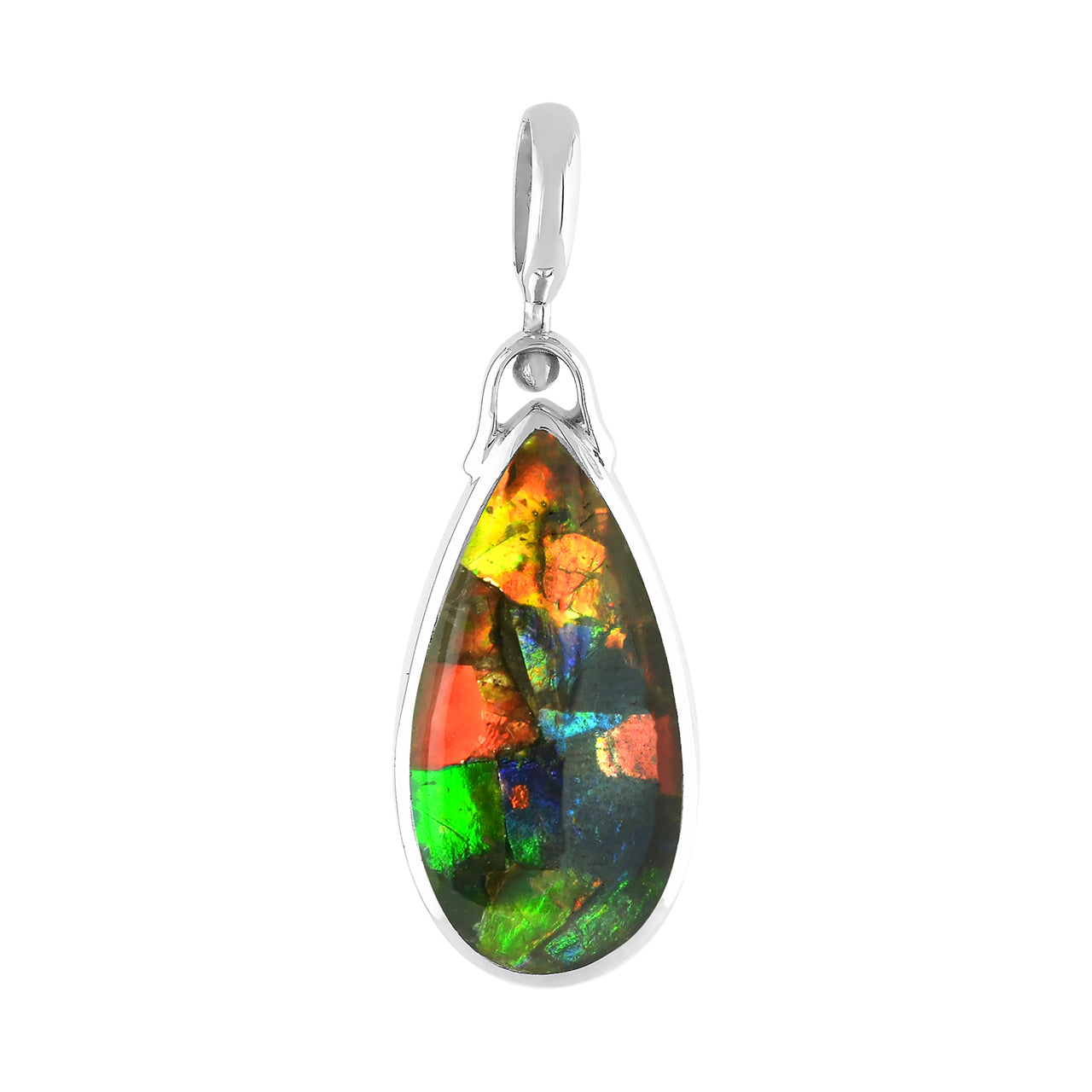Starborn Reversible Pear Ammolite and Abalone Pendant in Sterling Silver