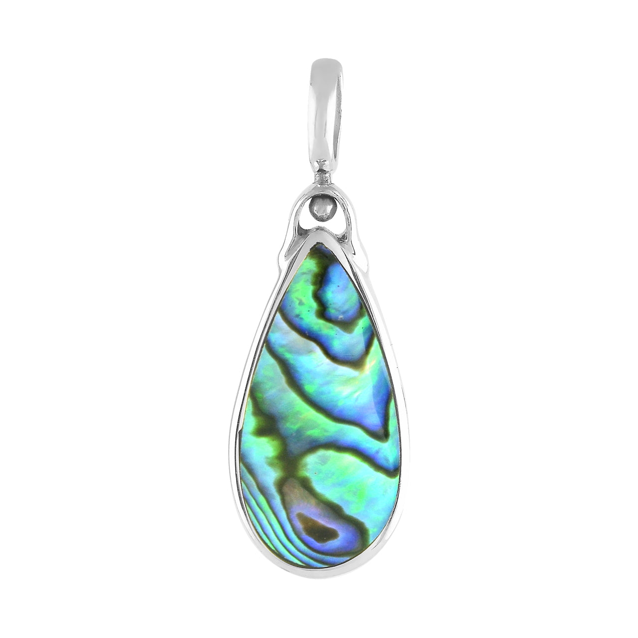 Starborn Reversible Pear Ammolite and Abalone Pendant in Sterling Silver