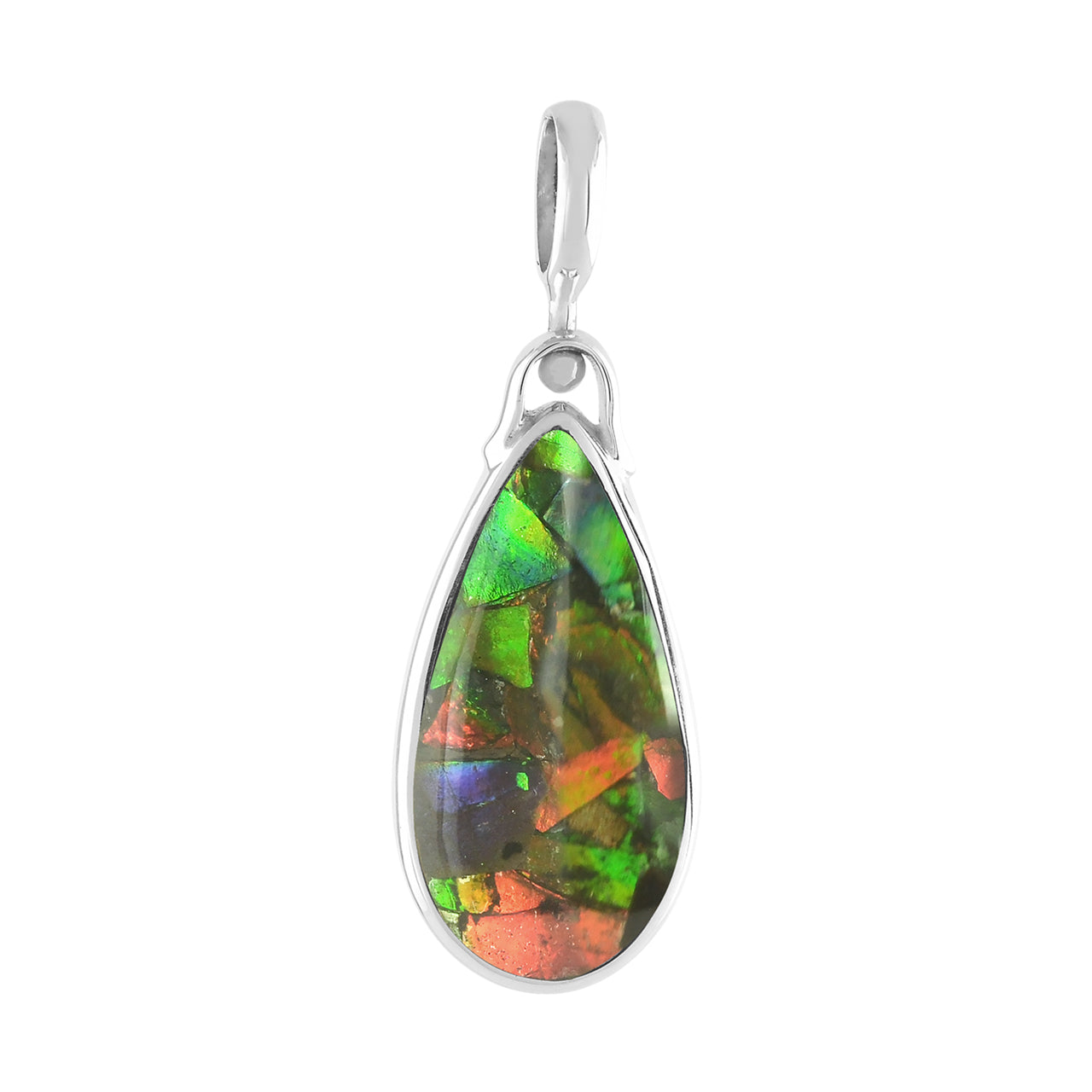 Starborn Reversible Pear Ammolite and Abalone Pendant in Sterling Silver