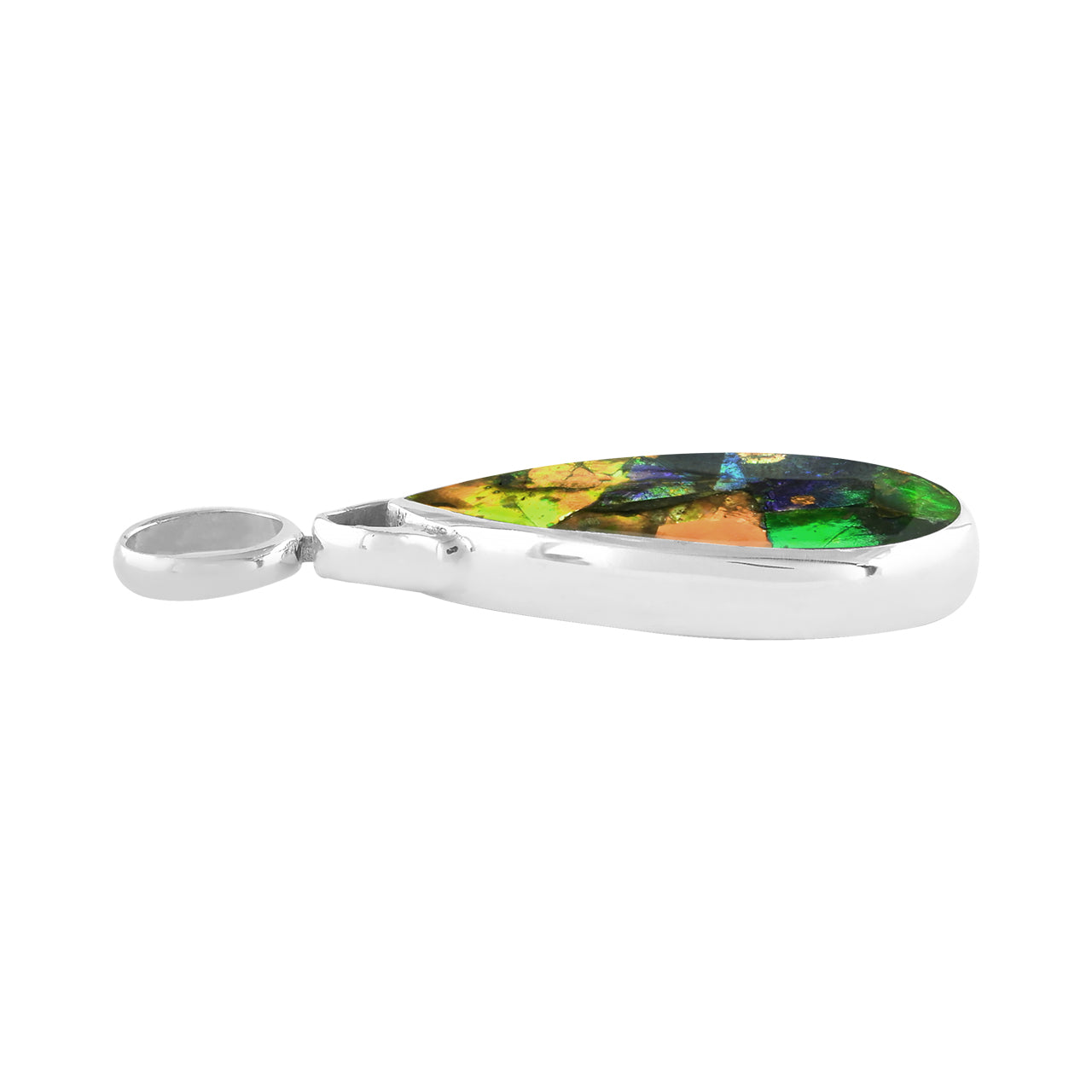 Starborn Reversible Pear Ammolite and Abalone Pendant in Sterling Silver