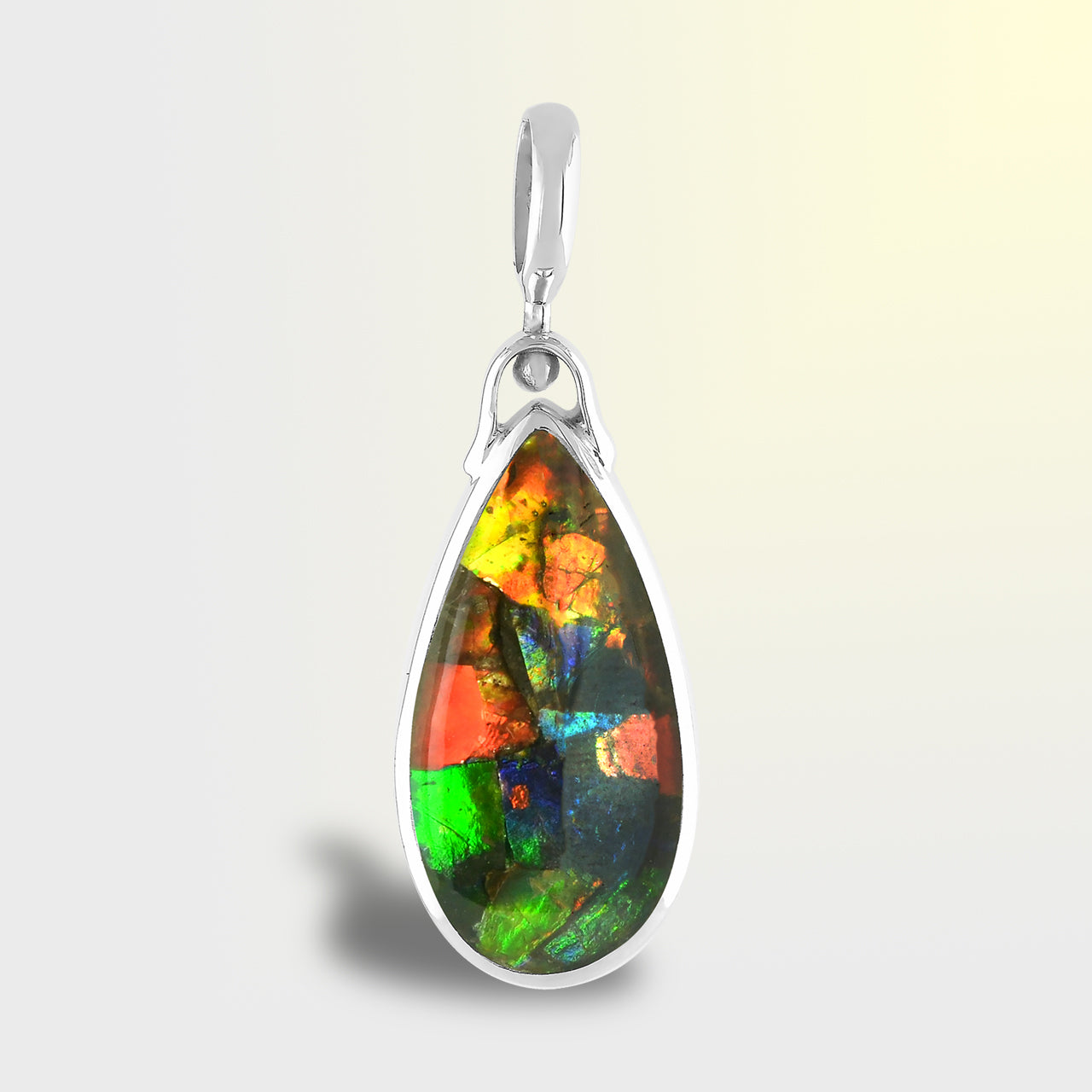 Starborn Reversible Pear Ammolite and Abalone Pendant in Sterling Silver