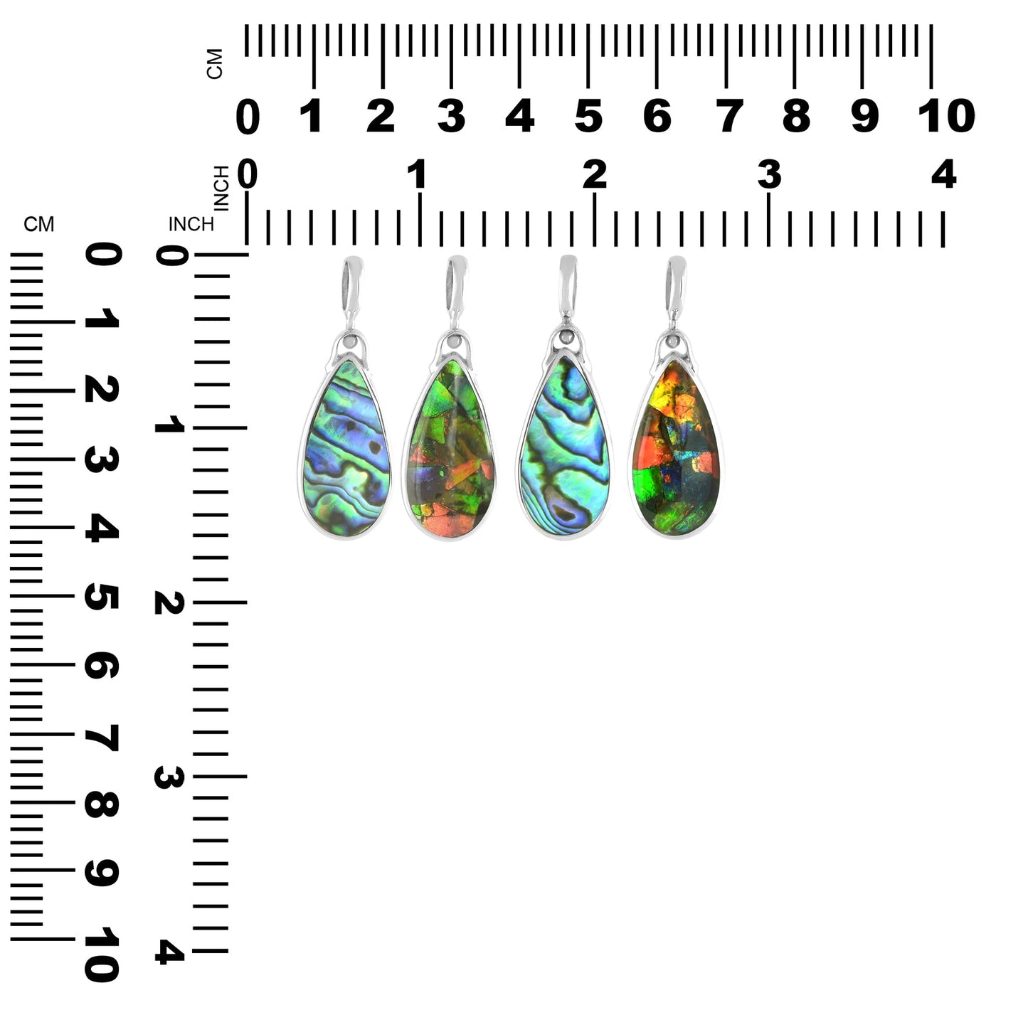 Starborn Reversible Pear Ammolite and Abalone Pendant in Sterling Silver