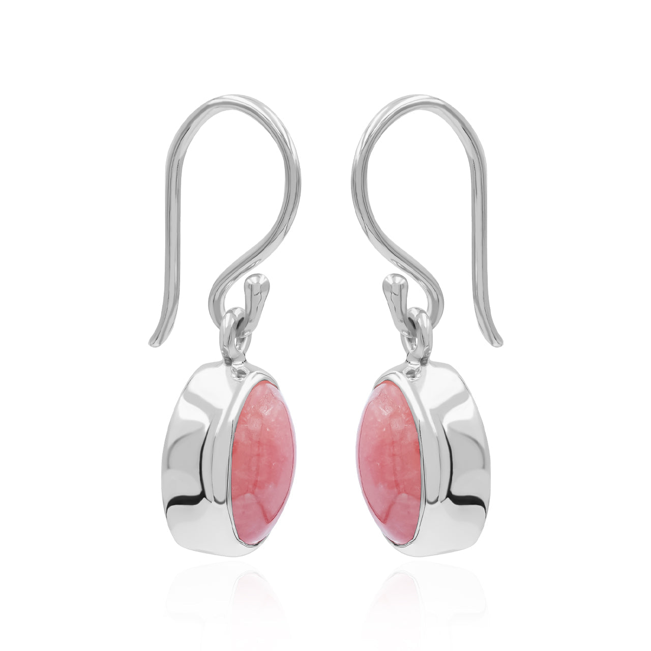 Starborn Rhodochrosite Oval Dangle Earrings in Sterling Silver