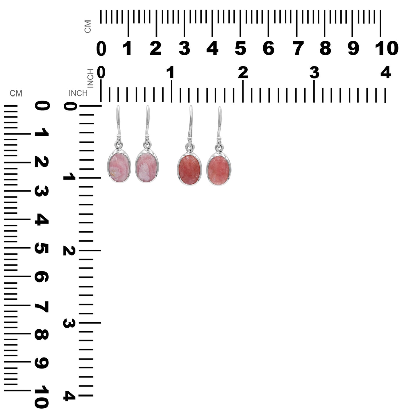 Starborn Rhodochrosite Oval Dangle Earrings in Sterling Silver