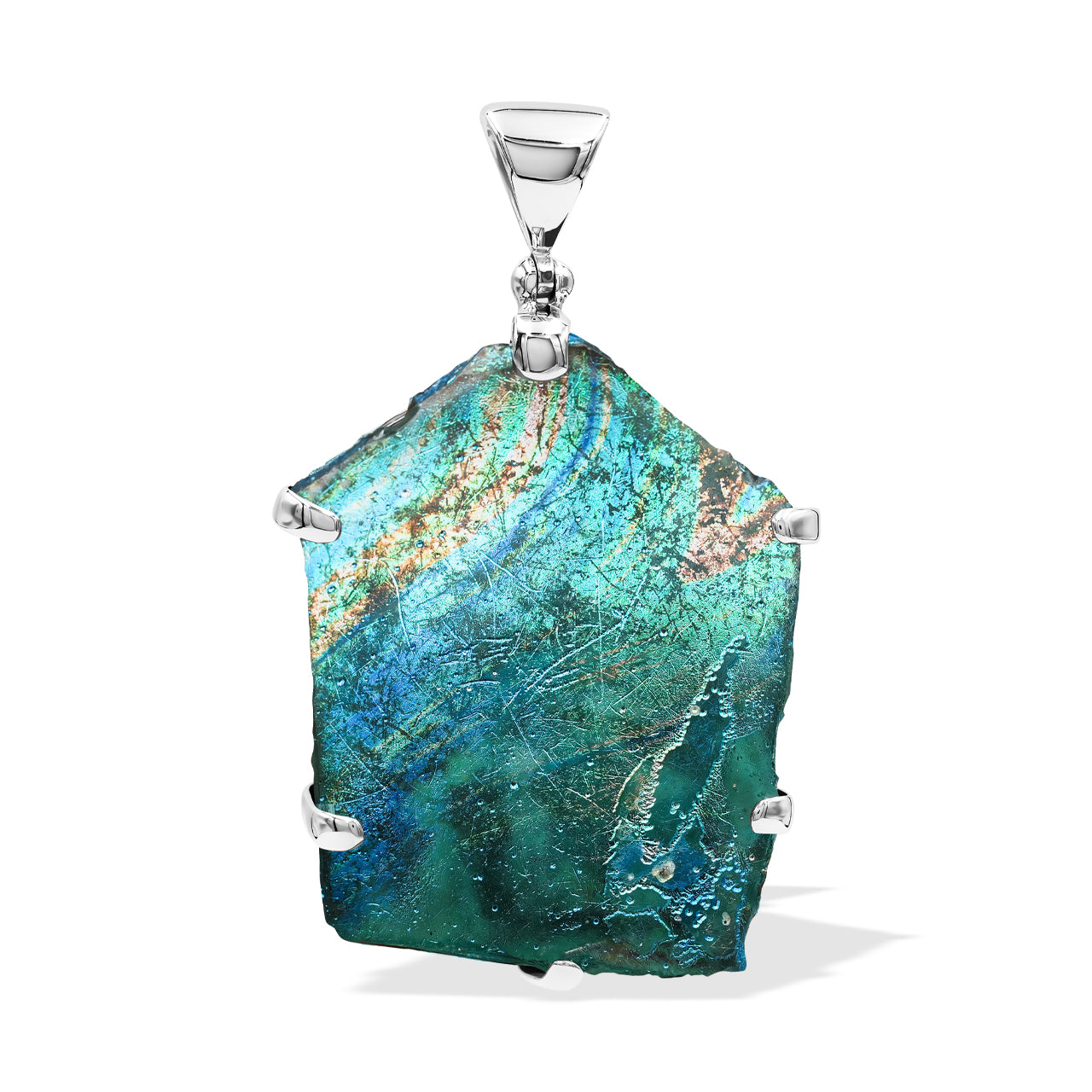 Starborn Roman Glass Artifact Prong Set Pendant in Sterling Silver