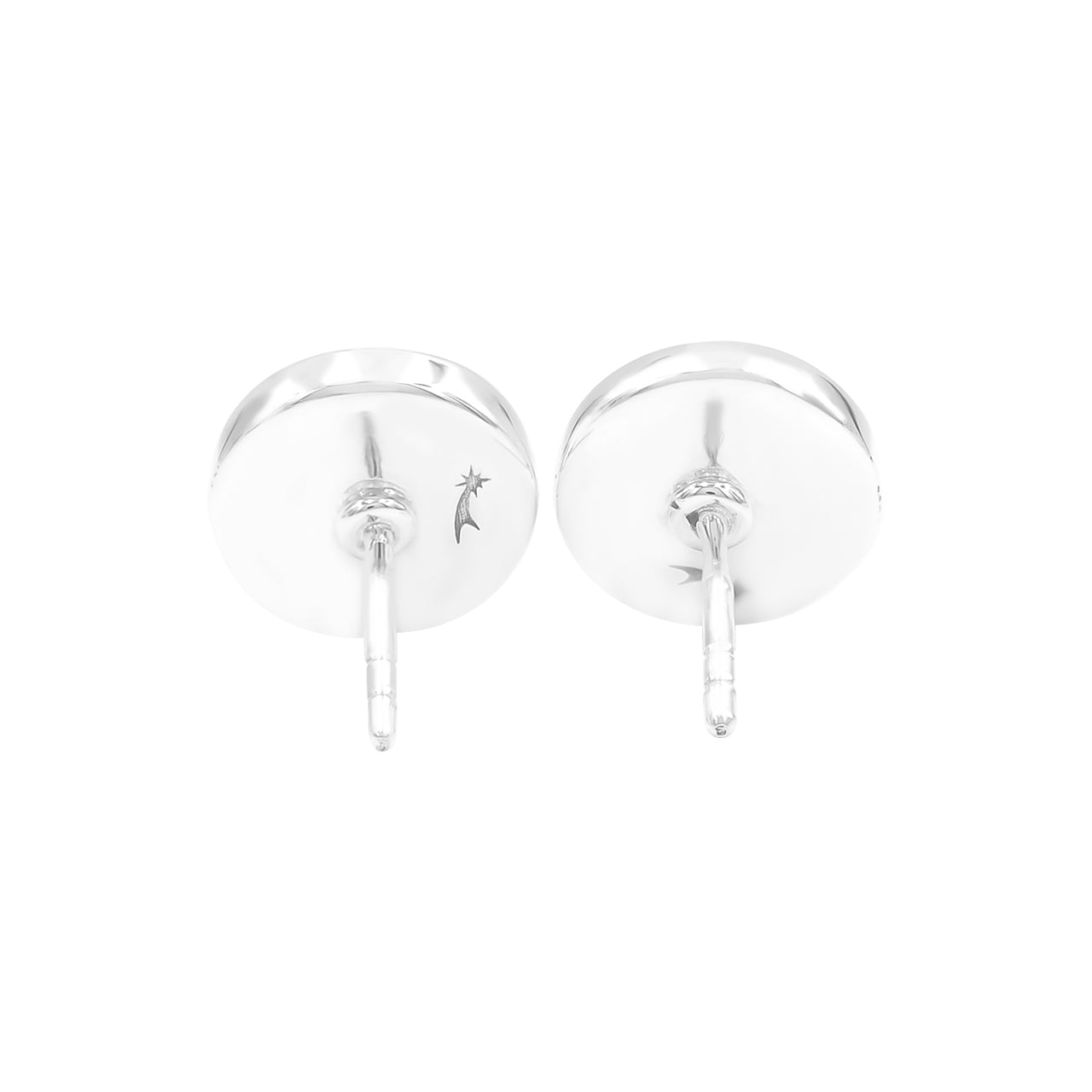 Starborn Rainbow Moonstone Round Cabochon Single Bezel Post Earrings in Sterling Silver