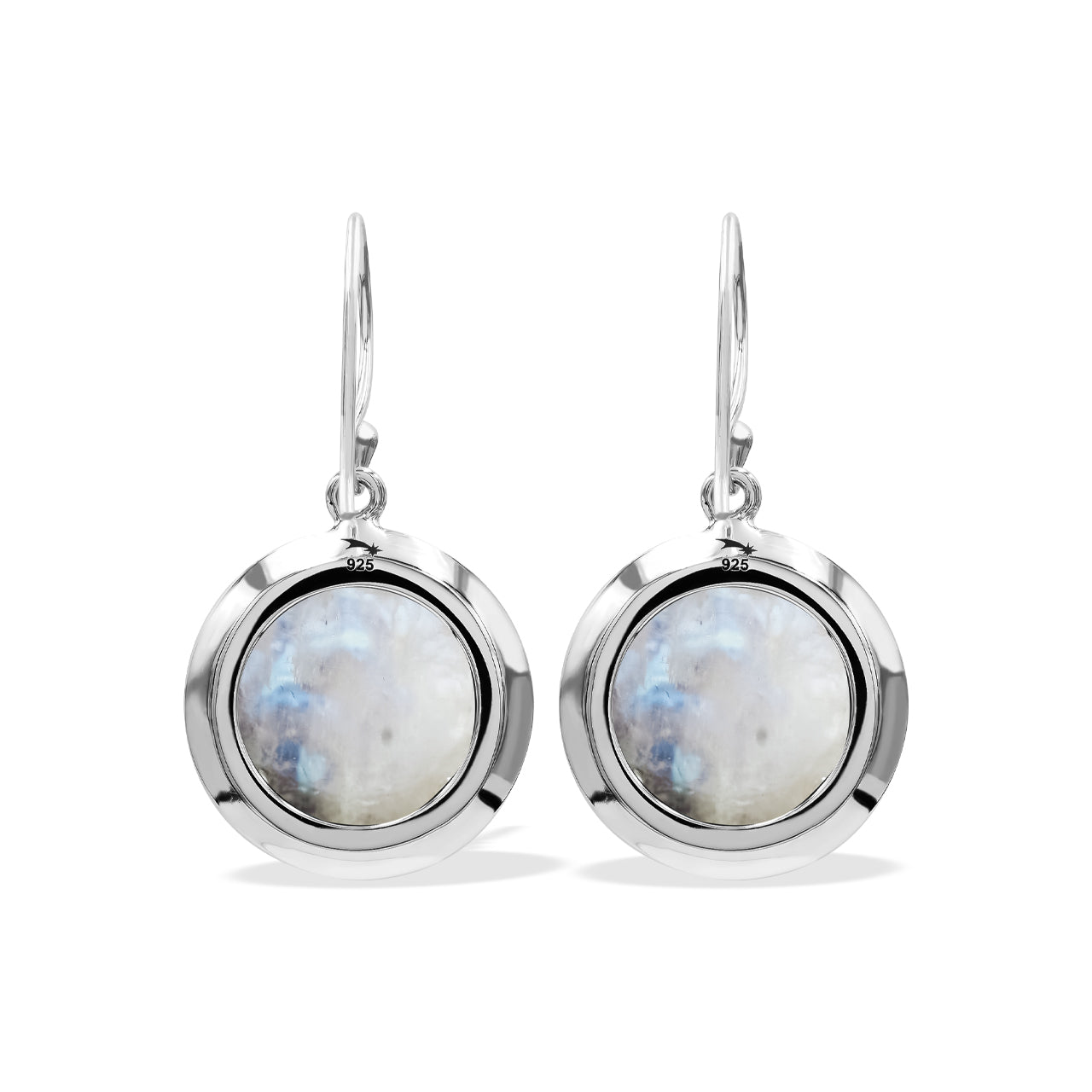 Starborn Rainbow Moonstone Face Carving Earrings in Sterling Silver