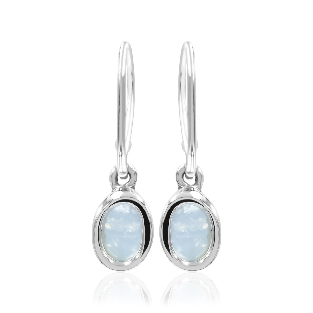 Starborn Rainbow Moonstone Oval Dangle Earrings in Sterling Silver