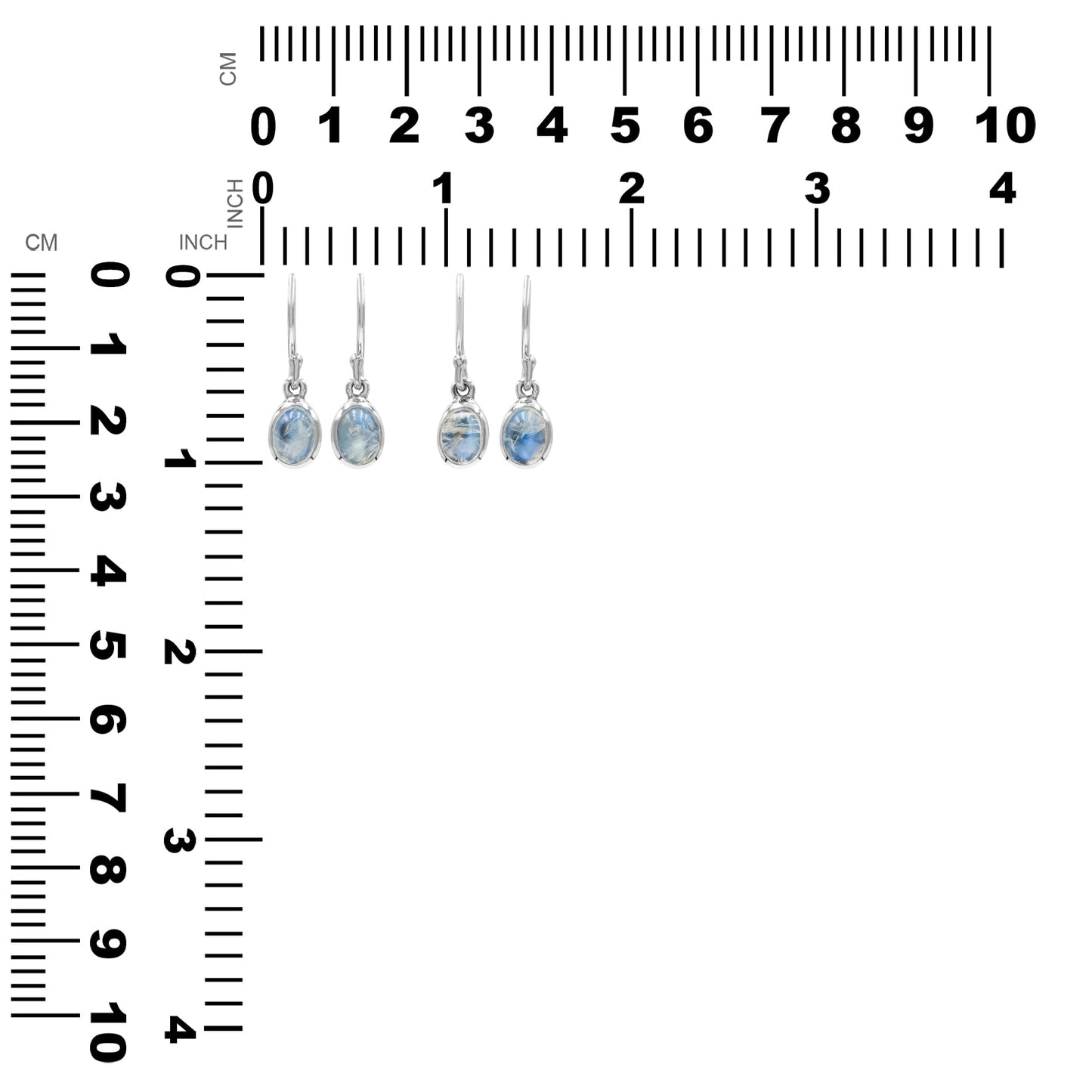 Starborn Rainbow Moonstone Oval Dangle Earrings in Sterling Silver
