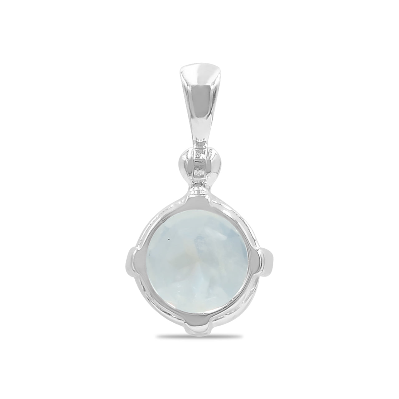 Starborn Faceted Rainbow Moonstone Prong Set Pendant in Sterling Silver